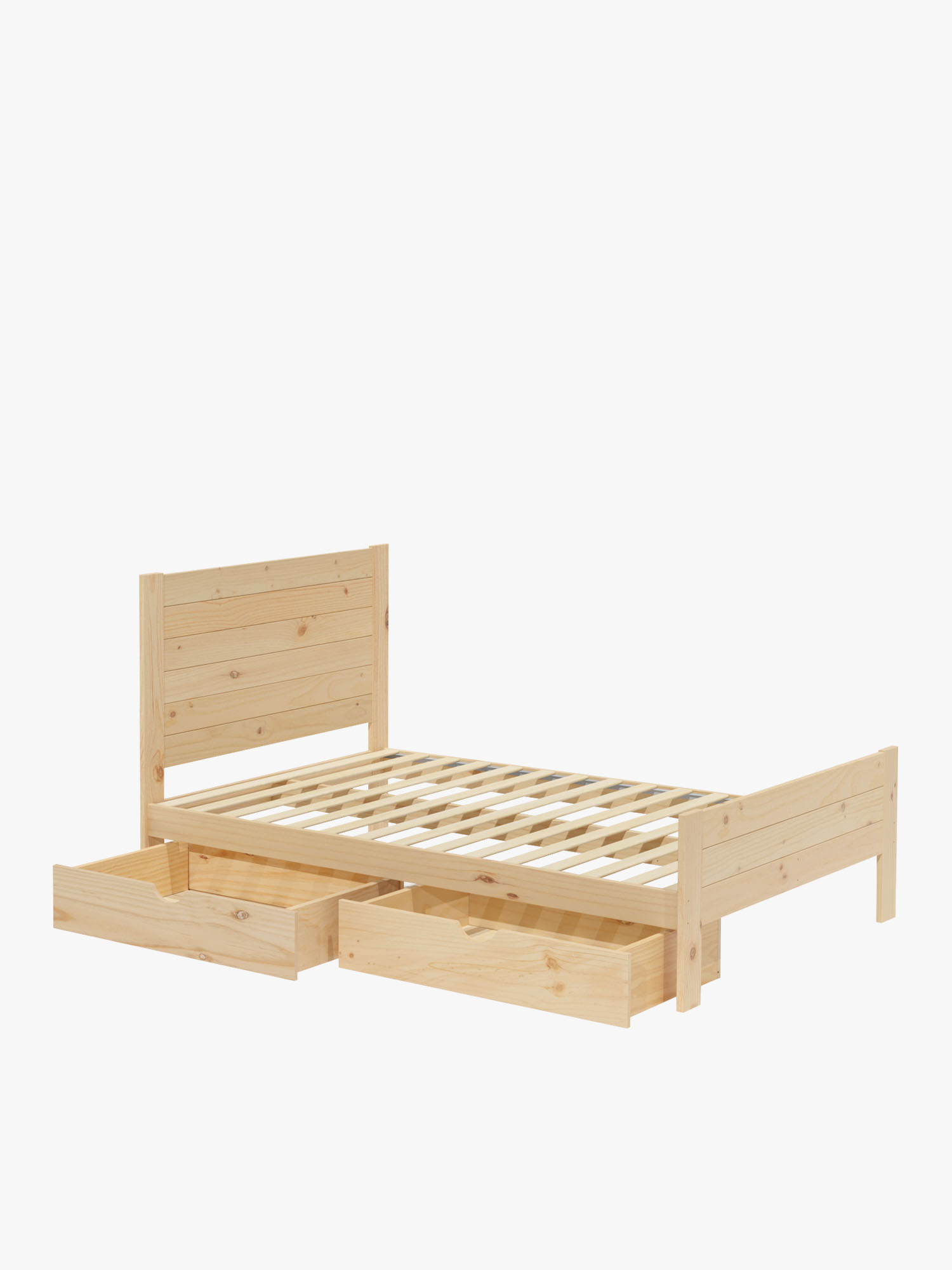 Cama 140 de madera de pino con cajones estilo caserío | LUFE