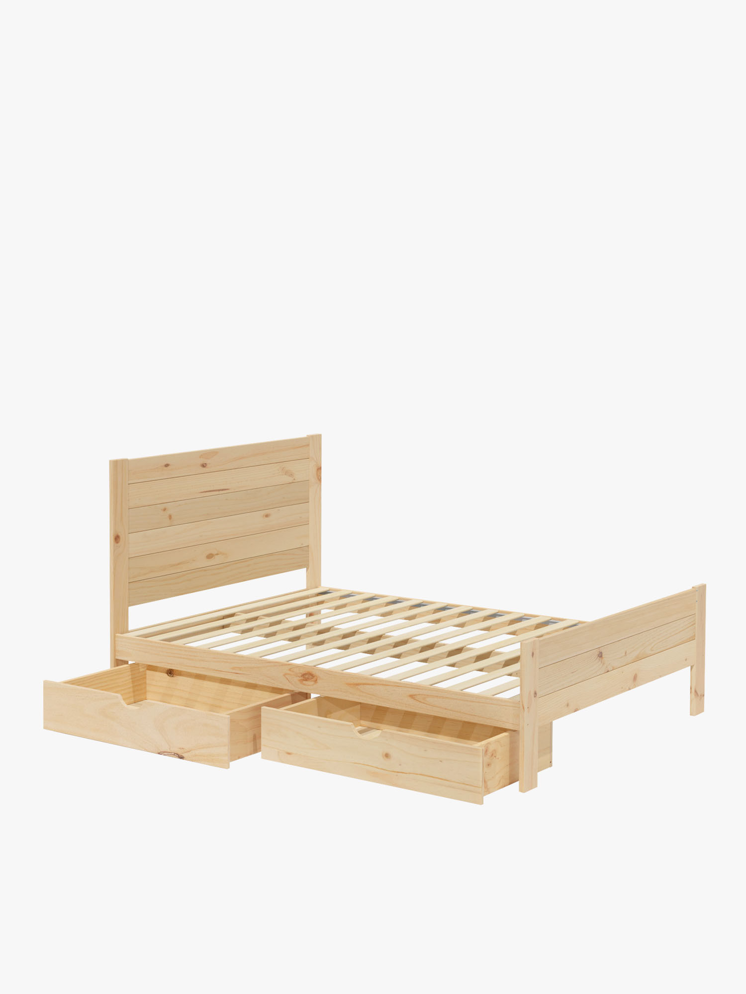 Lit de 160cm en bois massif avec tiroirs style rustique LUFE