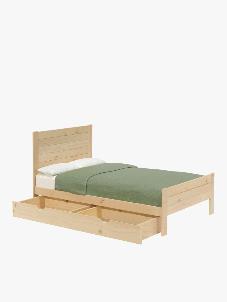 Cama 135 de madera de pino con cajón estilo caserío | LUFE