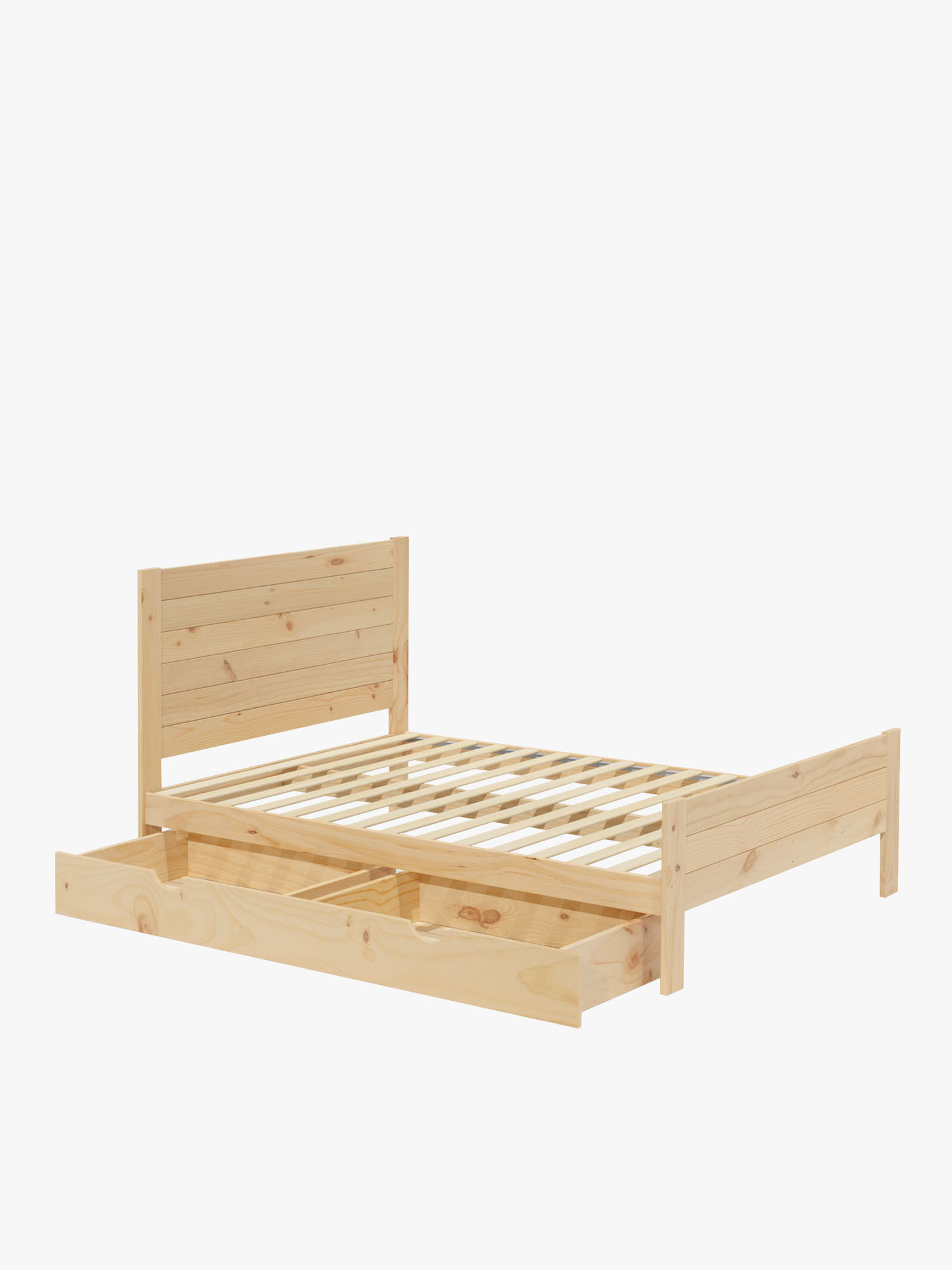 Cama 150 de madera de pino con cajón estilo caserío | LUFE