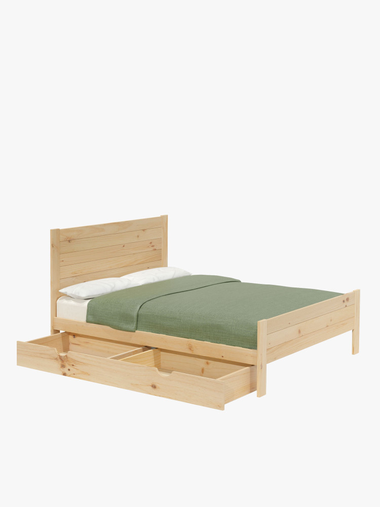 Letto 180 in legno di pino con cassetto stile rustico | LUFE