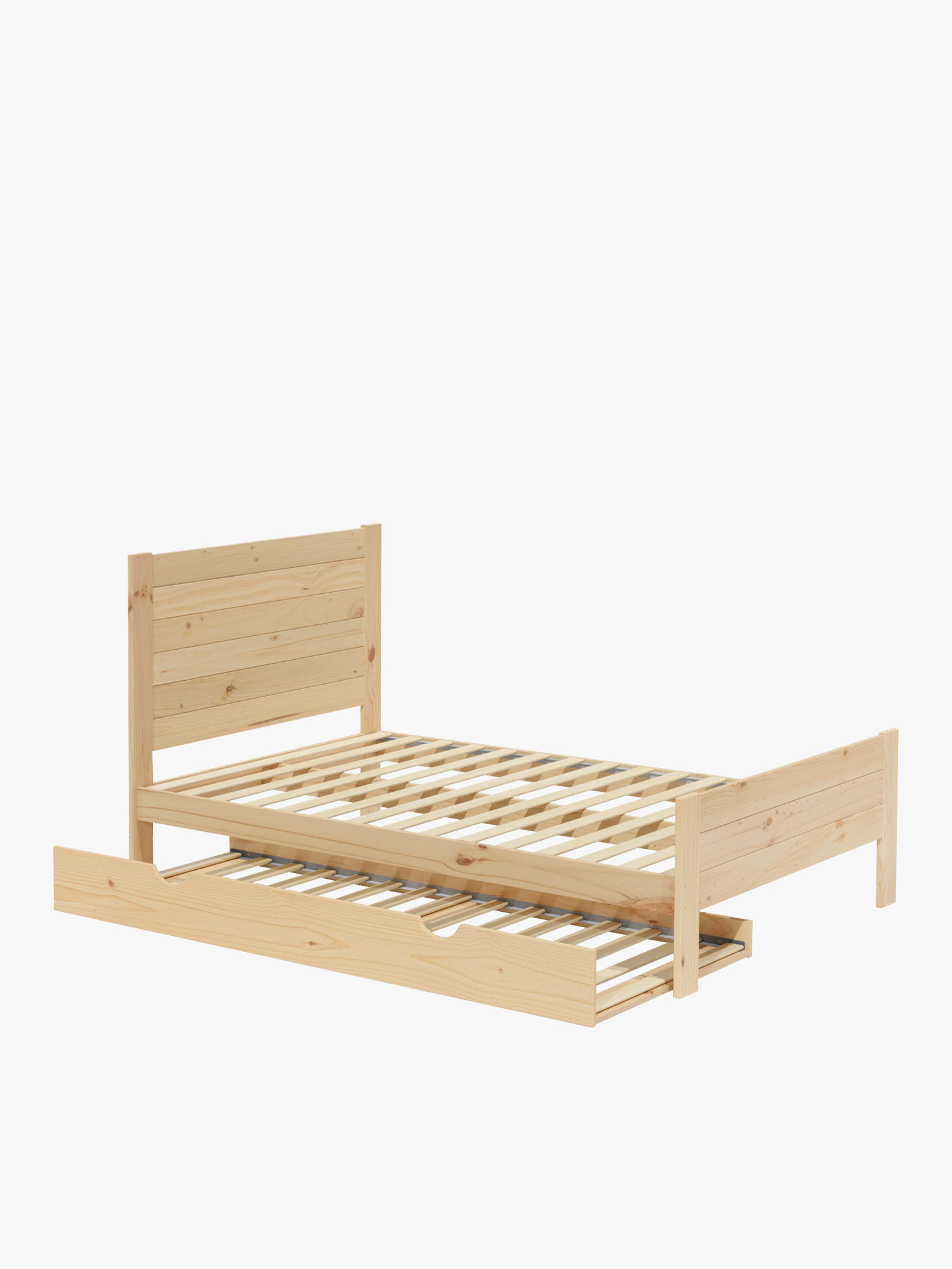 Cama 135 em madeira maciça de pinho com gaveta-cama | LUFE