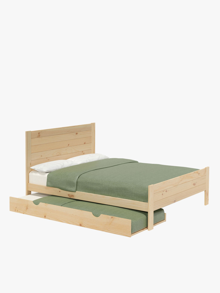Letto 180 in legno di pino con letto estraibile | LUFE