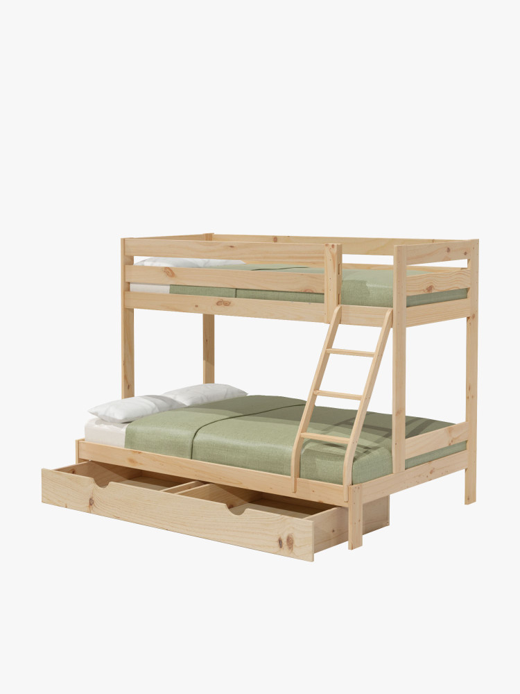 Beliche de casal cama 90 e 140 com gaveta | LUFE