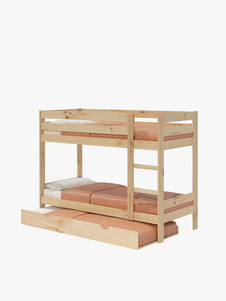 Beliche infantil LORE em madeira de 80 cm com gaveta-cama | LUFE