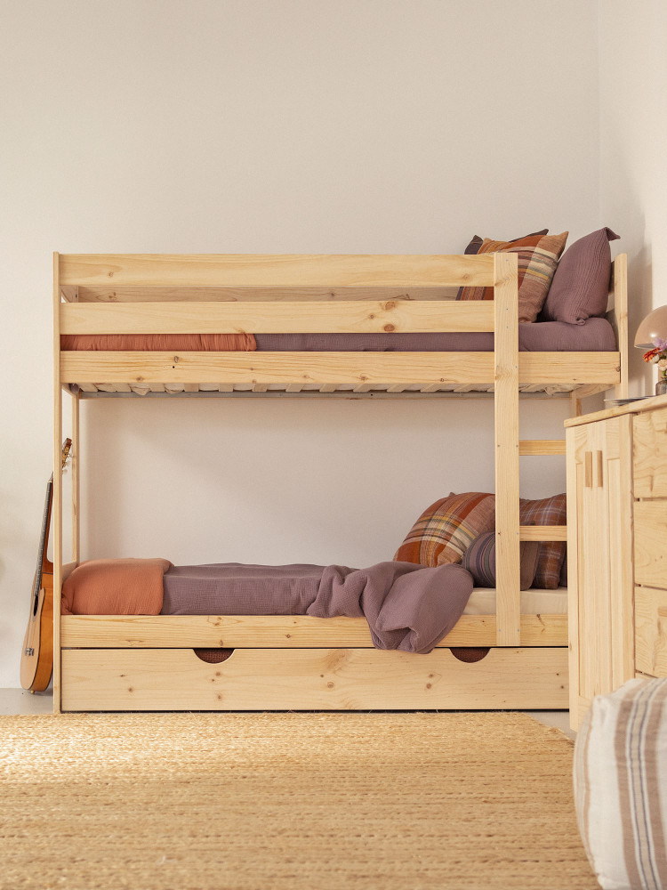 Beliche infantil LORE em madeira de 80 cm com gaveta-cama | LUFE 2