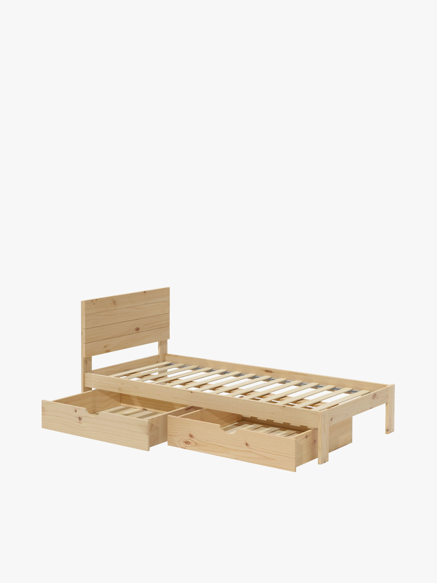 Letto 105 in legno di pino con testiera e cassetti | LUFE