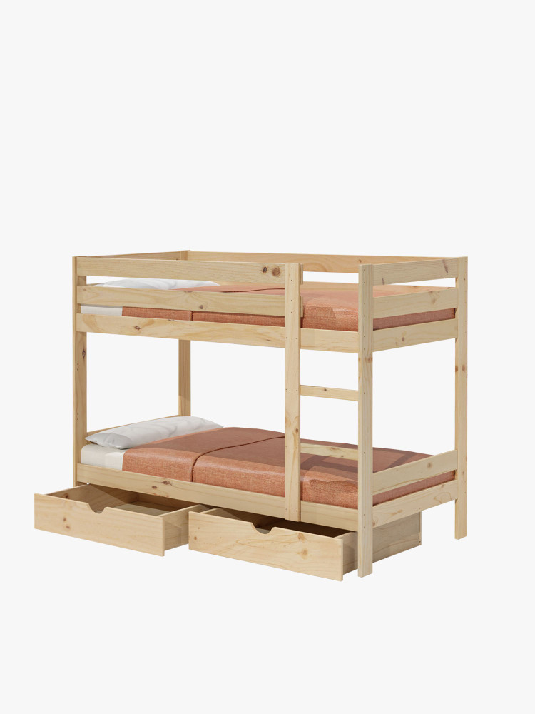Letto a castello 105 in legno con due cassetti | LUFE