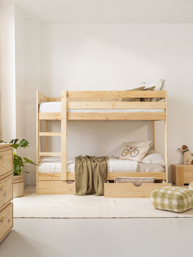 Letto a castello 105 in legno con due cassetti | LUFE 2