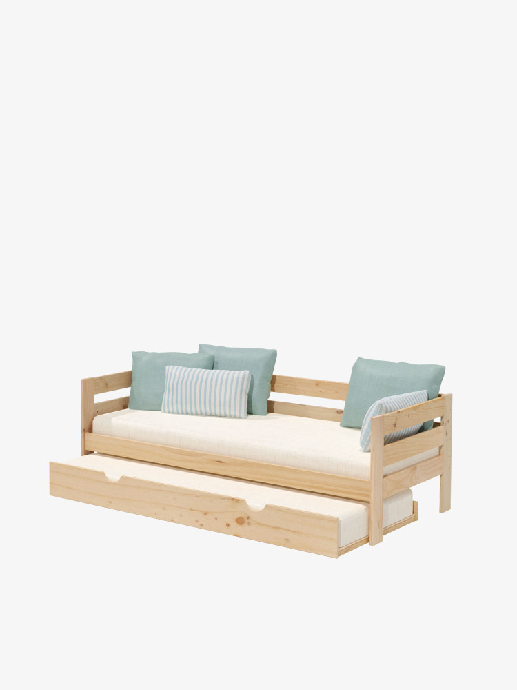 Divã 90 cm de madeira com gaveta-cama | LUFE
