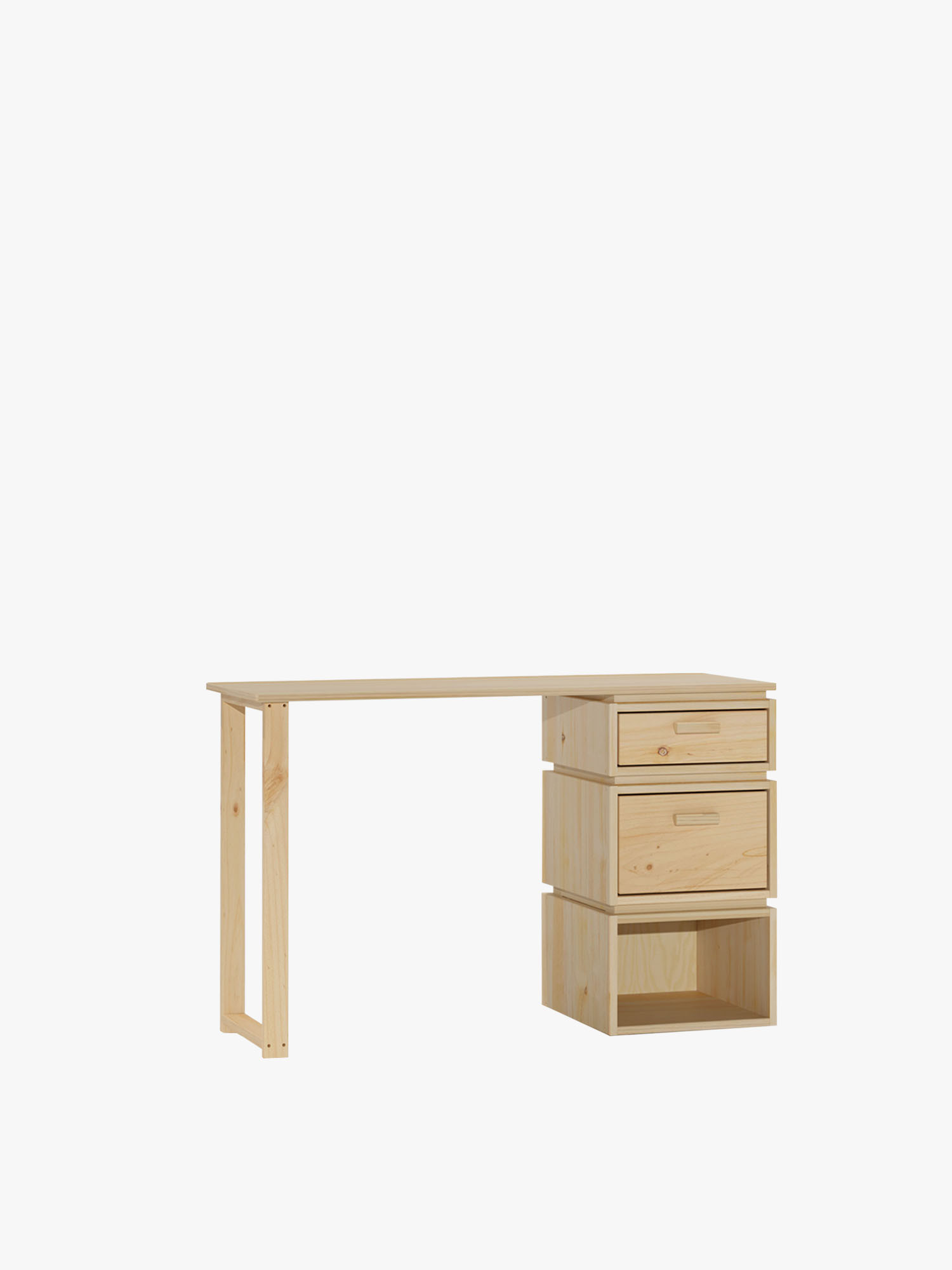 Bureau en bois de pin avec tiroirs et espace | LUFE