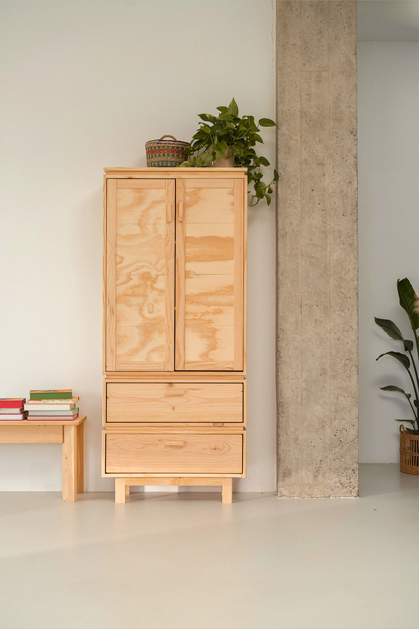 AIKA armadio con 2 cassetti 78x183