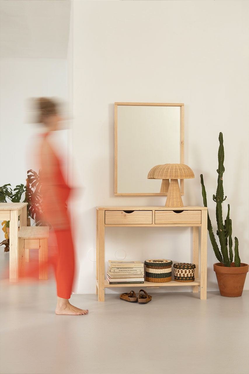 Imagen de ambiente 1 para:Espejo para pared de madera natural